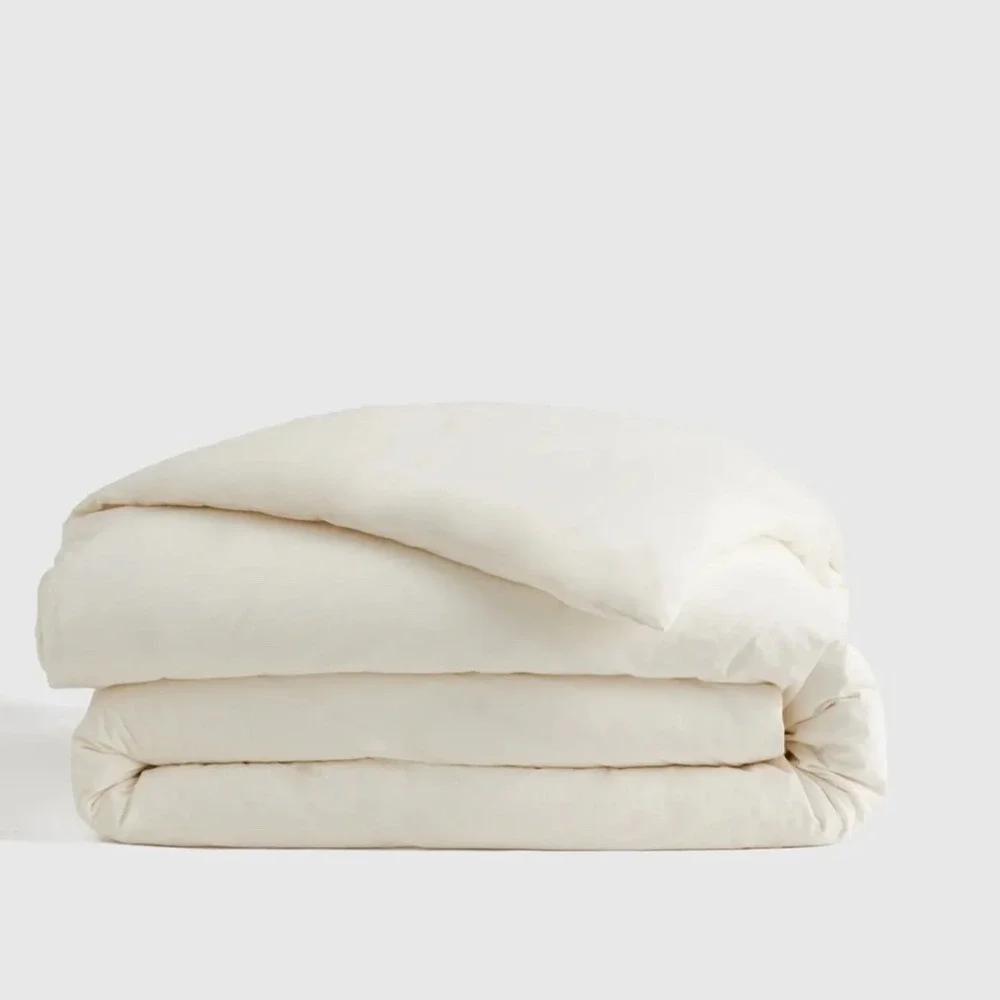 Quince Organic Cotton Duvet Cover Bedding Ivory Size King/Cal King Minimalist